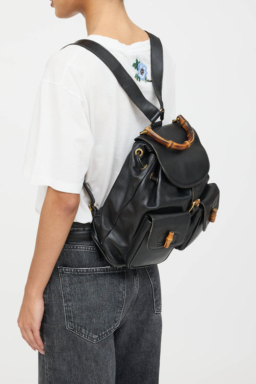 Gucci Leather Bamboo Backpack