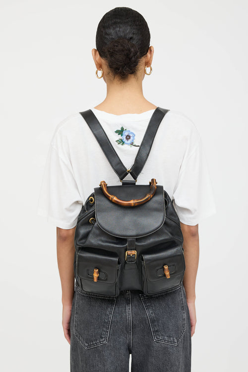 Gucci Leather Bamboo Backpack
