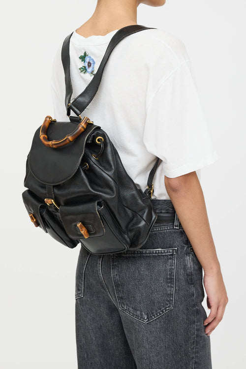 Gucci Leather Bamboo Backpack