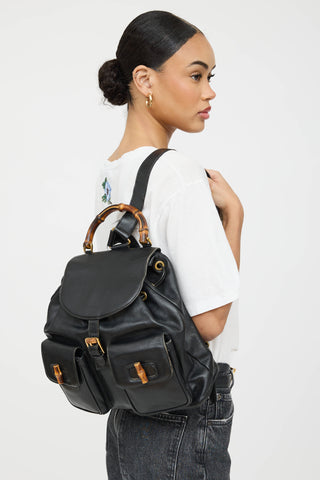 Gucci Leather Bamboo Backpack