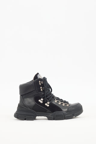 Gucci Black Leather Flashtrek Boot