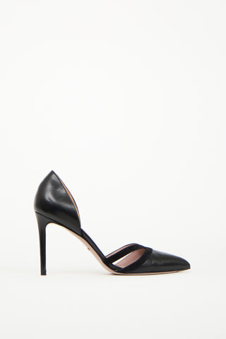 Gucci Black Suede & Leather Pointed Toe Heel