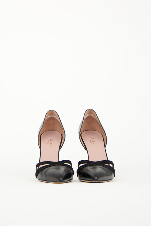 Gucci Black Suede & Leather Pointed Toe Heel