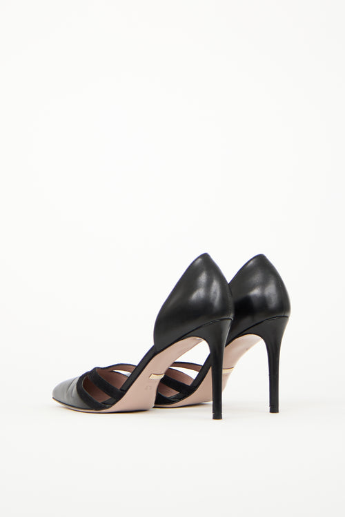 Gucci Black Suede & Leather Pointed Toe Heel