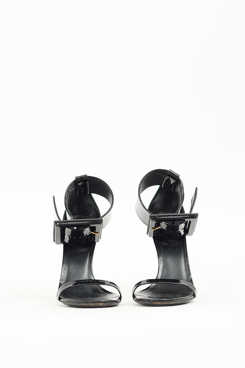 Gucci Black Patent Leather Victoire Sandal