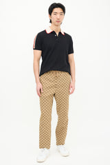Gucci Black & Cream Web Logo Trim Polo