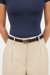 Gucci Black Marmont GG Thin Belt