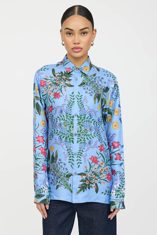 Gucci Silk Floral Button Up Shirt