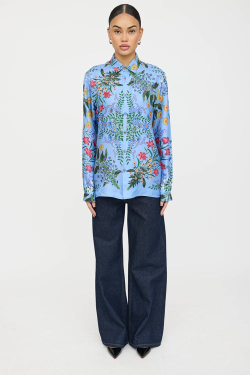 Gucci Silk Floral Button Up Shirt