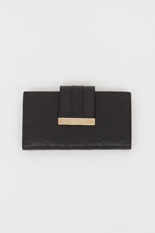 Gucci Black Monogram Flap Wallet