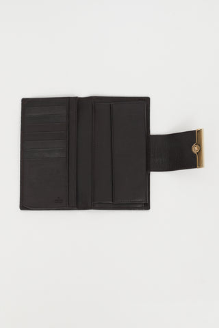Gucci Black Monogram Flap Wallet
