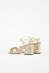 Gucci Gold Leather GG Marmont Heel