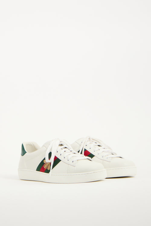 Gucci White Leather Ace Bee Sneaker