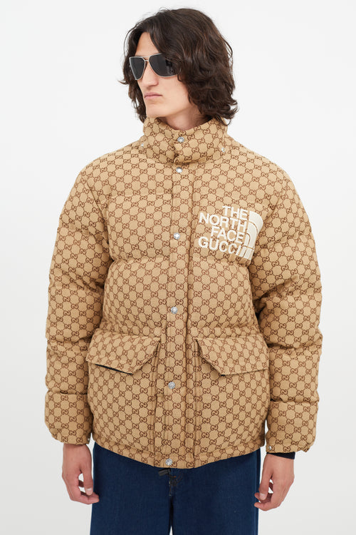Gucci x The North Face Brown Monogram Down Puffer