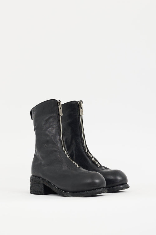 Guidi Black Leather PL1 Zip Boot