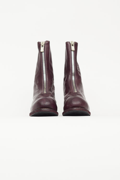 Guidi Purple Leather PL2 Front Zip Boot