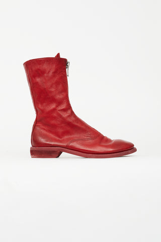 Guidi Red Leather 310 Ankle Boot