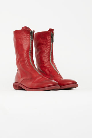 Guidi Red Leather 310 Ankle Boot