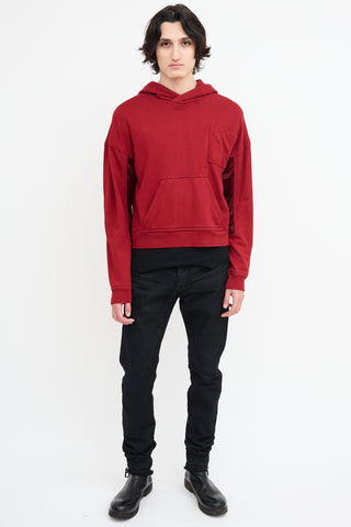 Haider Ackermann Red Panelled & Pocket Hoodie