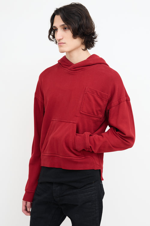 Haider Ackermann Red Panelled & Pocket Hoodie