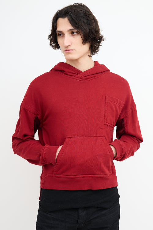 Haider Ackermann Red Panelled & Pocket Hoodie