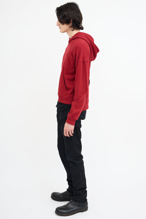 Haider Ackermann Red Panelled & Pocket Hoodie