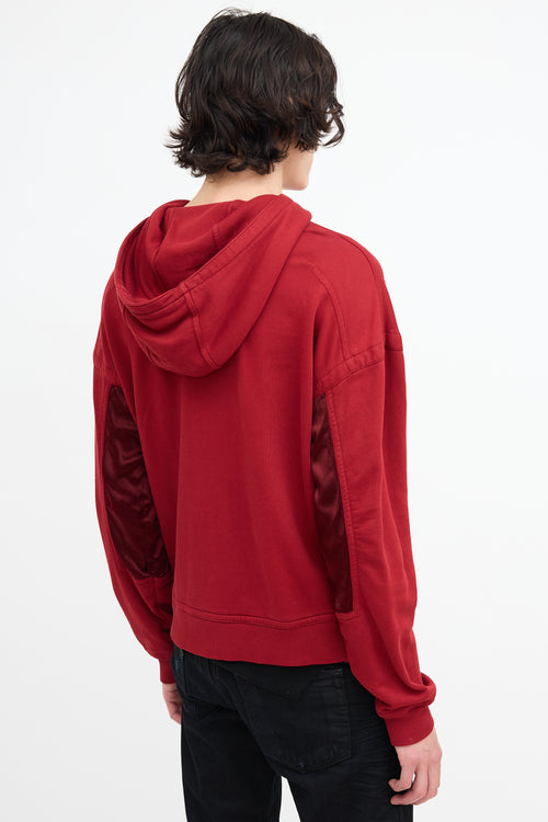 Haider Ackermann Red Panelled & Pocket Hoodie