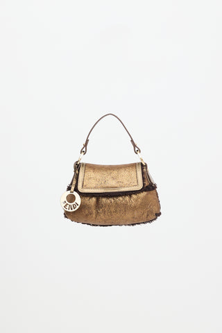 Fendi Metallic Shearling Mini Chef Bag