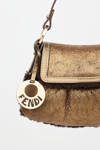 Fendi Metallic Shearling Mini Chef Bag