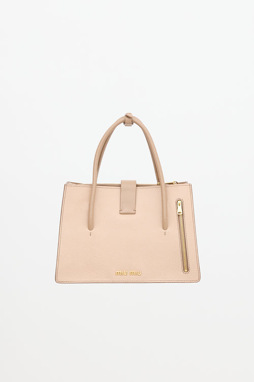Miu Miu Leather Madras Tote Bag