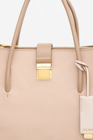 Miu Miu Leather Madras Tote Bag
