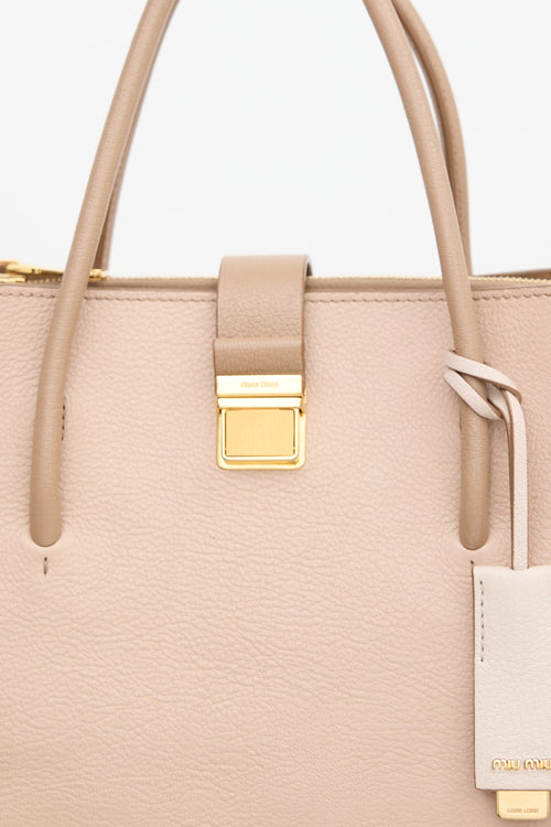 Miu Miu Leather Madras Tote Bag