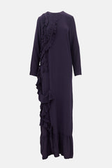 Rochas Silk Ruffled Appliqué Dress