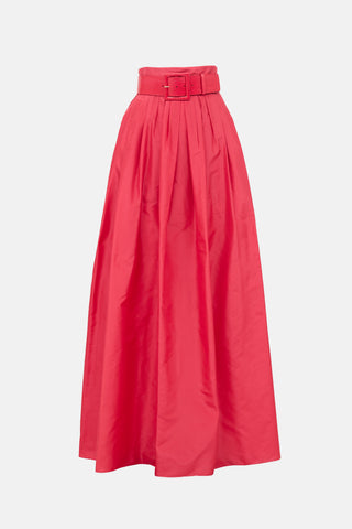 Carolina Herrera Silk Taffeta Belted Maxi Skirt