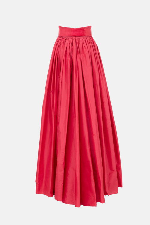 Carolina Herrera Silk Taffeta Belted Maxi Skirt
