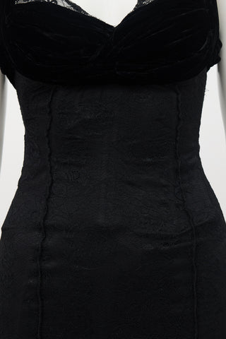 Dolce & Gabbana Lace & Velvet Maxi Dress
