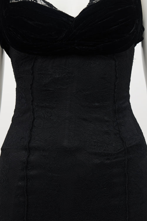 Dolce & Gabbana Lace & Velvet Maxi Dress
