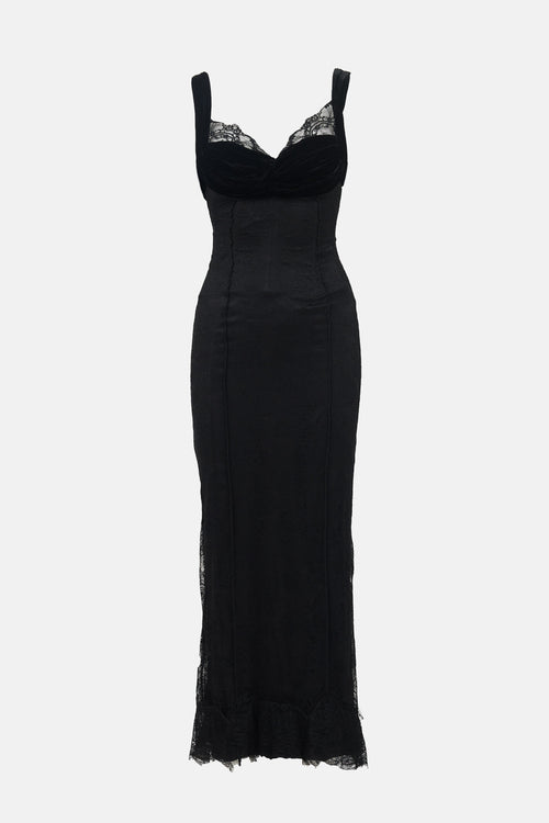 Dolce & Gabbana Lace & Velvet Maxi Dress