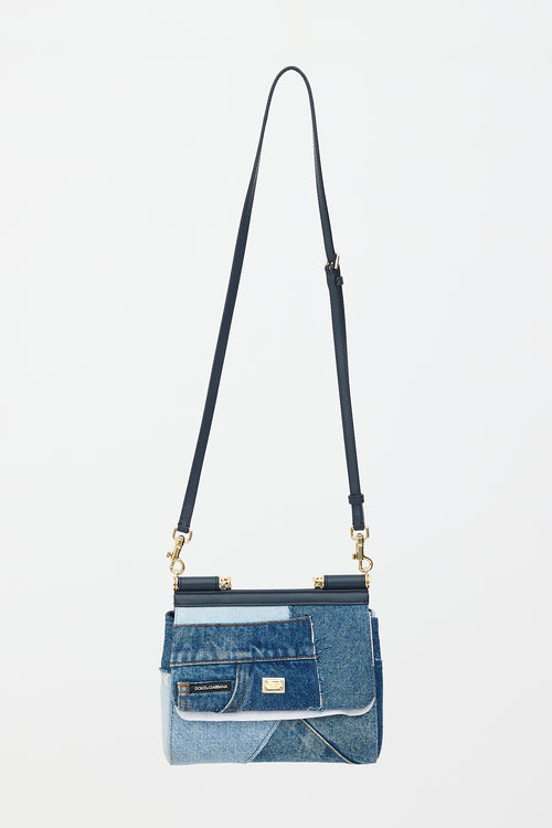 Dolce & Gabbana Denim Patchwork Small Sicily Bag