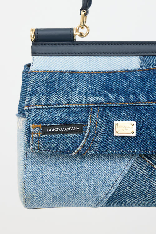 Dolce & Gabbana Denim Patchwork Small Sicily Bag