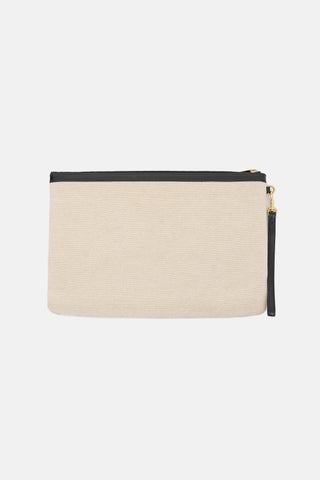 Saint Laurent Leather & Canvas YSL Zip Clutch