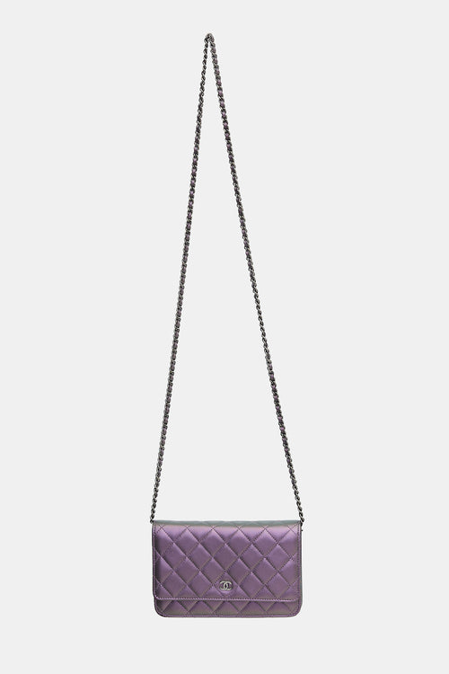 Chanel Metallic Leather Wallet On Chain