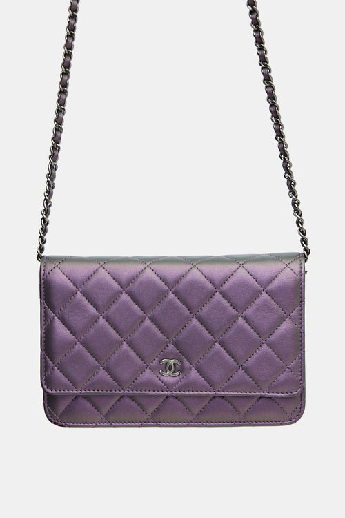 Chanel Metallic Leather Wallet On Chain