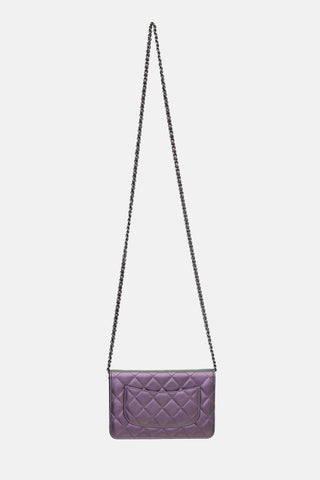 Chanel Metallic Leather Wallet On Chain