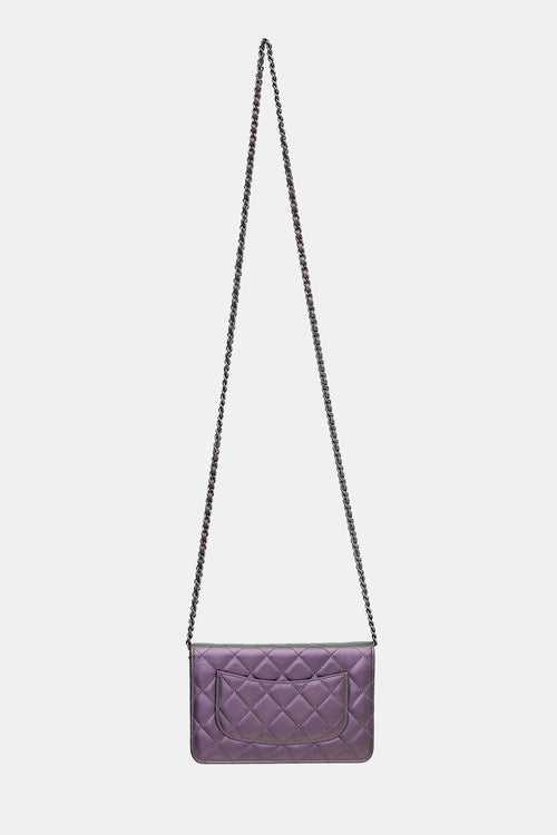 Chanel Metallic Leather Wallet On Chain
