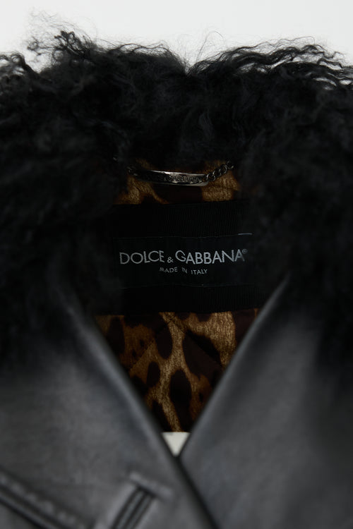 Dolce & Gabbana Leather & Fur Jacket