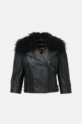 Dolce & Gabbana Leather & Fur Jacket
