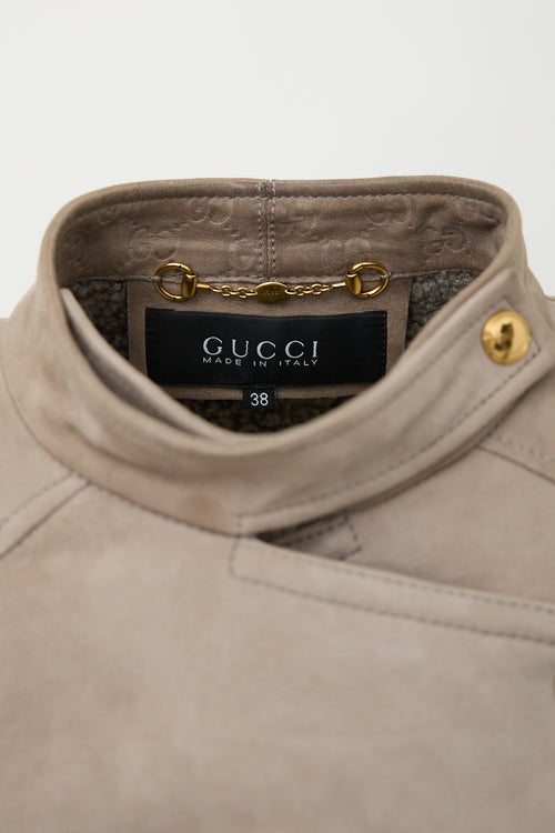 Gucci Vintage Suede Shearling Jacket