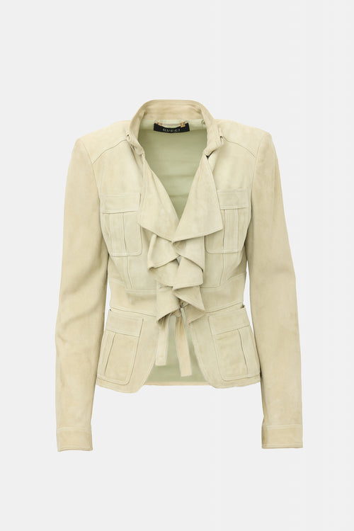 Gucci Vintage Suede Ruffled Jacket