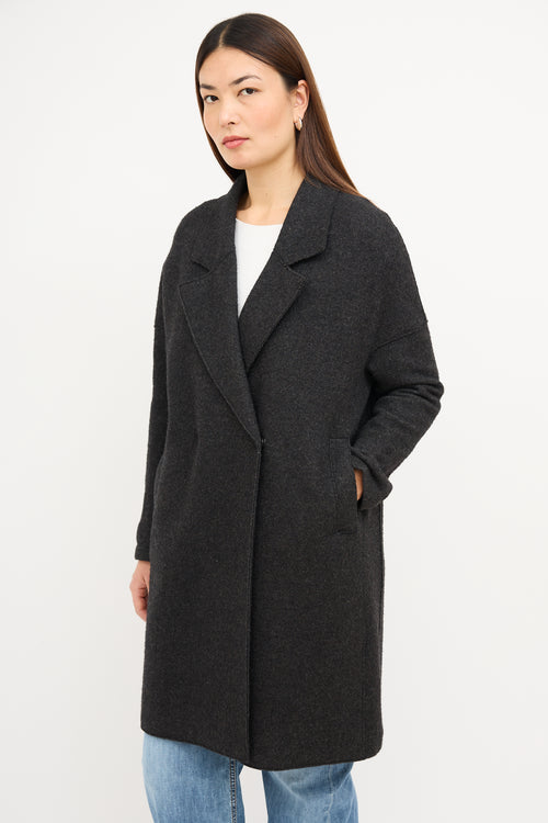 Harris Wharf Grey Wool Snap Button Coat